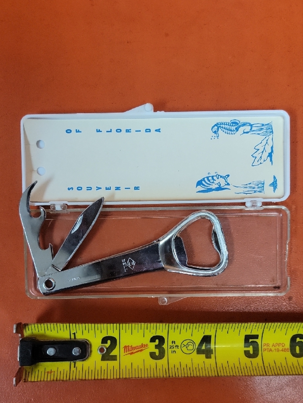 Bell Florida Orange Floral Multi-Tool Bottle Opener - With Case - Picture 2 of 7